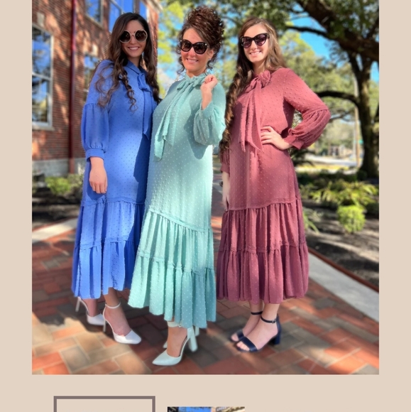 SOLD Diana Swiss dot dress- Antique Rose - Picture 3 of 6